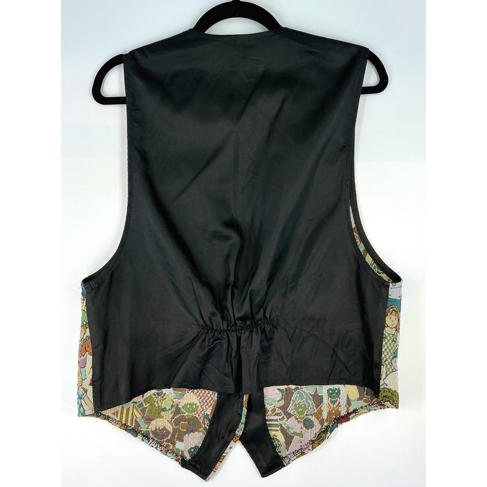 Vintage Children of the World Print Brocade Open Front Vest Teacher Kidcore - Picture 2 of 14